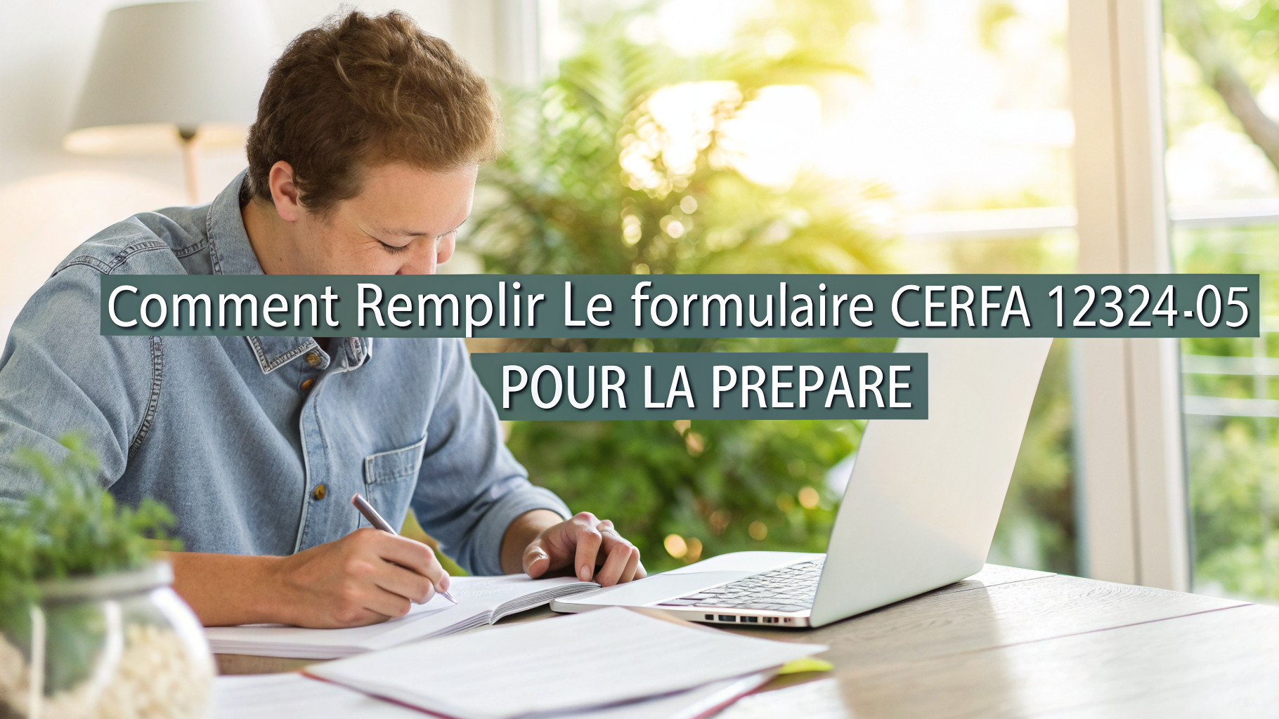 Parent serein remplissant le Cerfa PreParE, ambiance administrative paisible