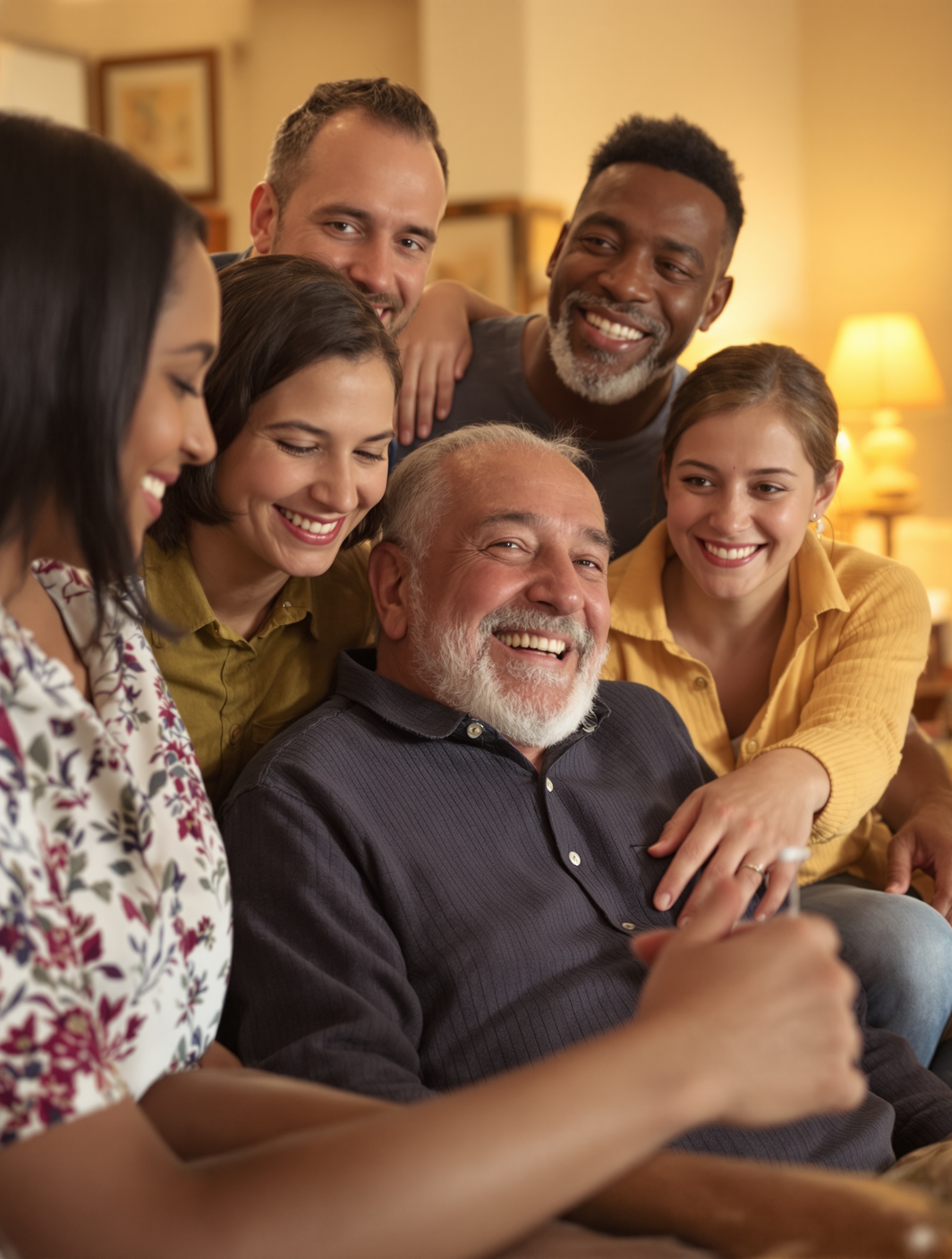 Patient SLA entouré de proches, rayonnant de dignité et d’espoir au quotidien.