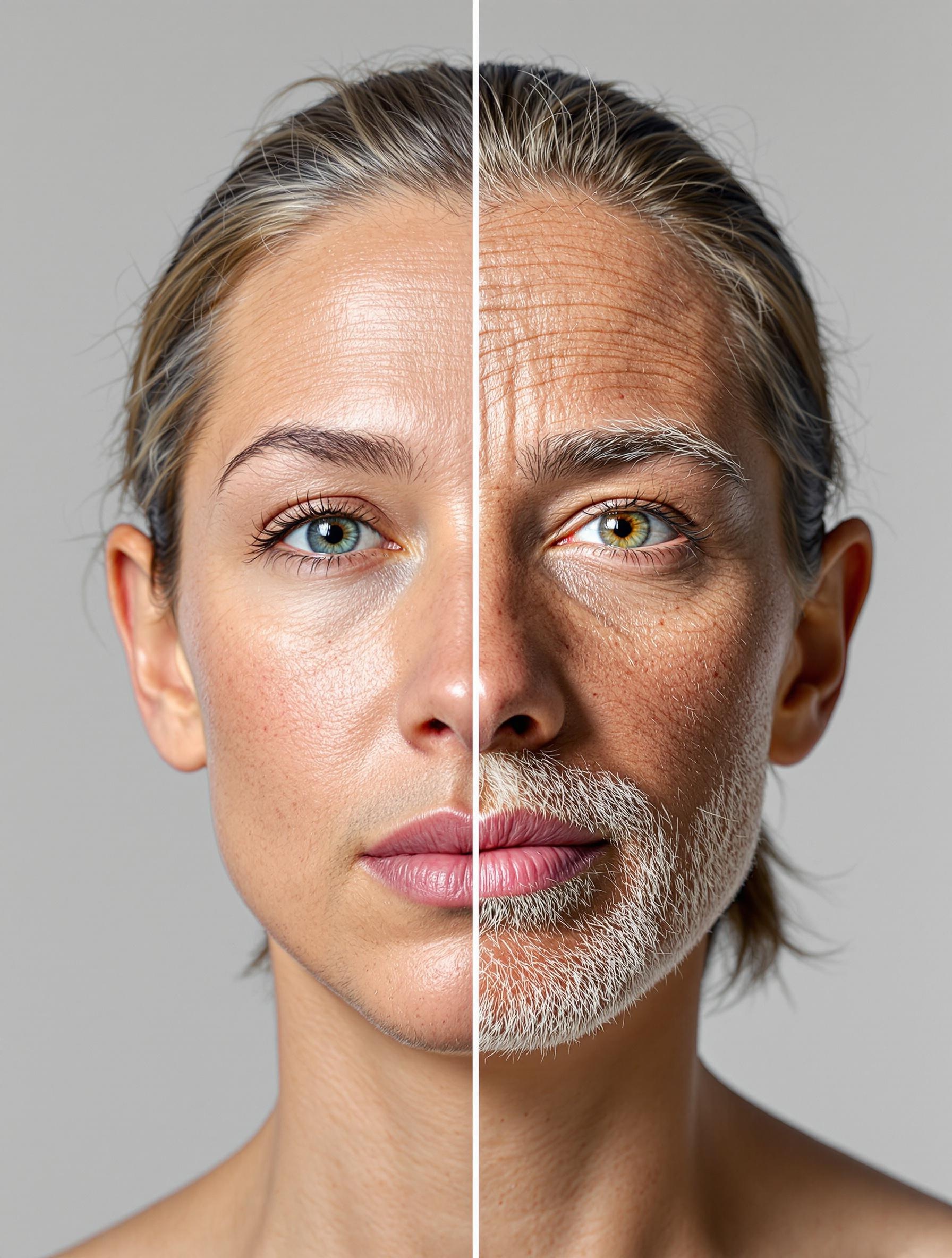 Peau jeune comparée à une peau vieillie par les UV