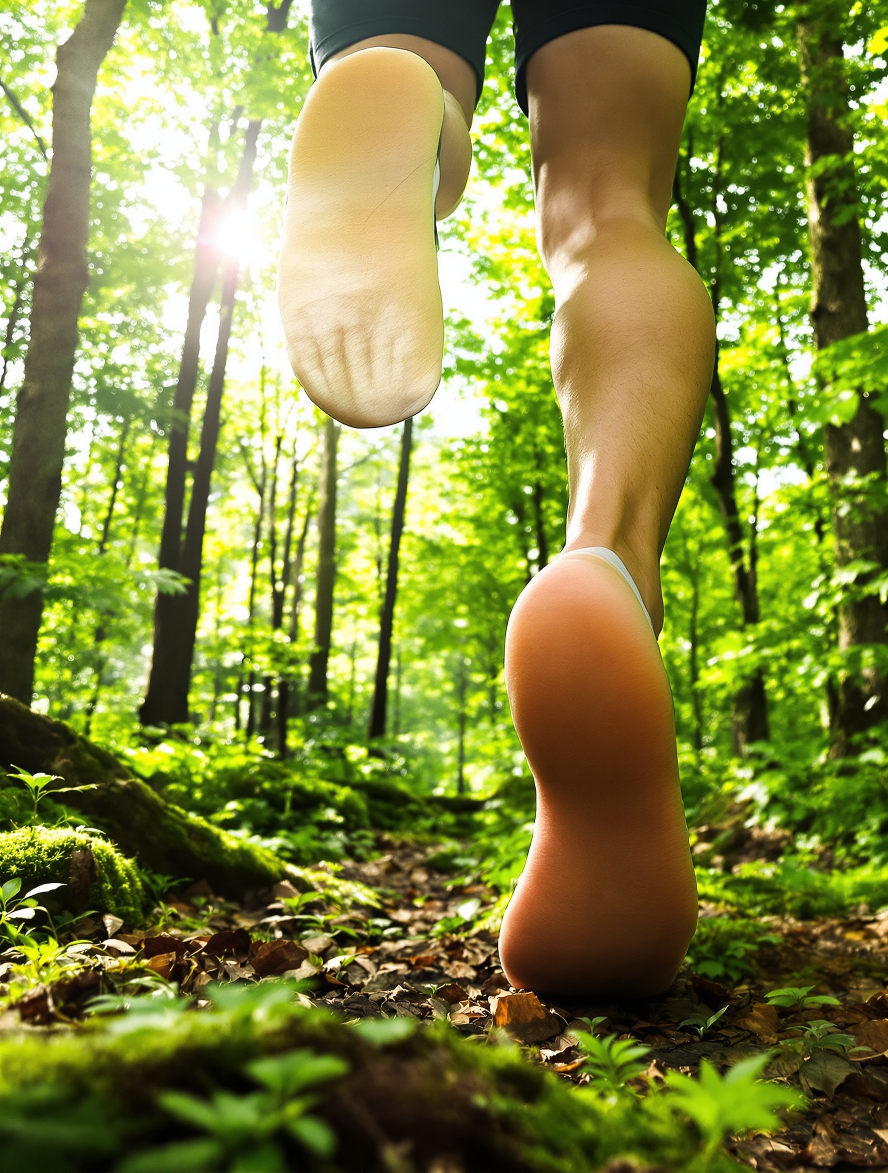 Personne marchant avec Vibrams Five Fingers en pleine nature