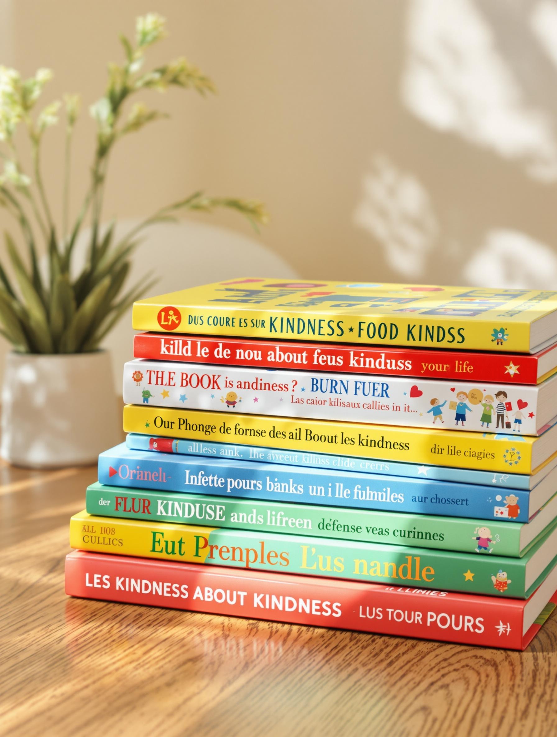 Pile de livres contemporains pour enfants sur la bienveillance