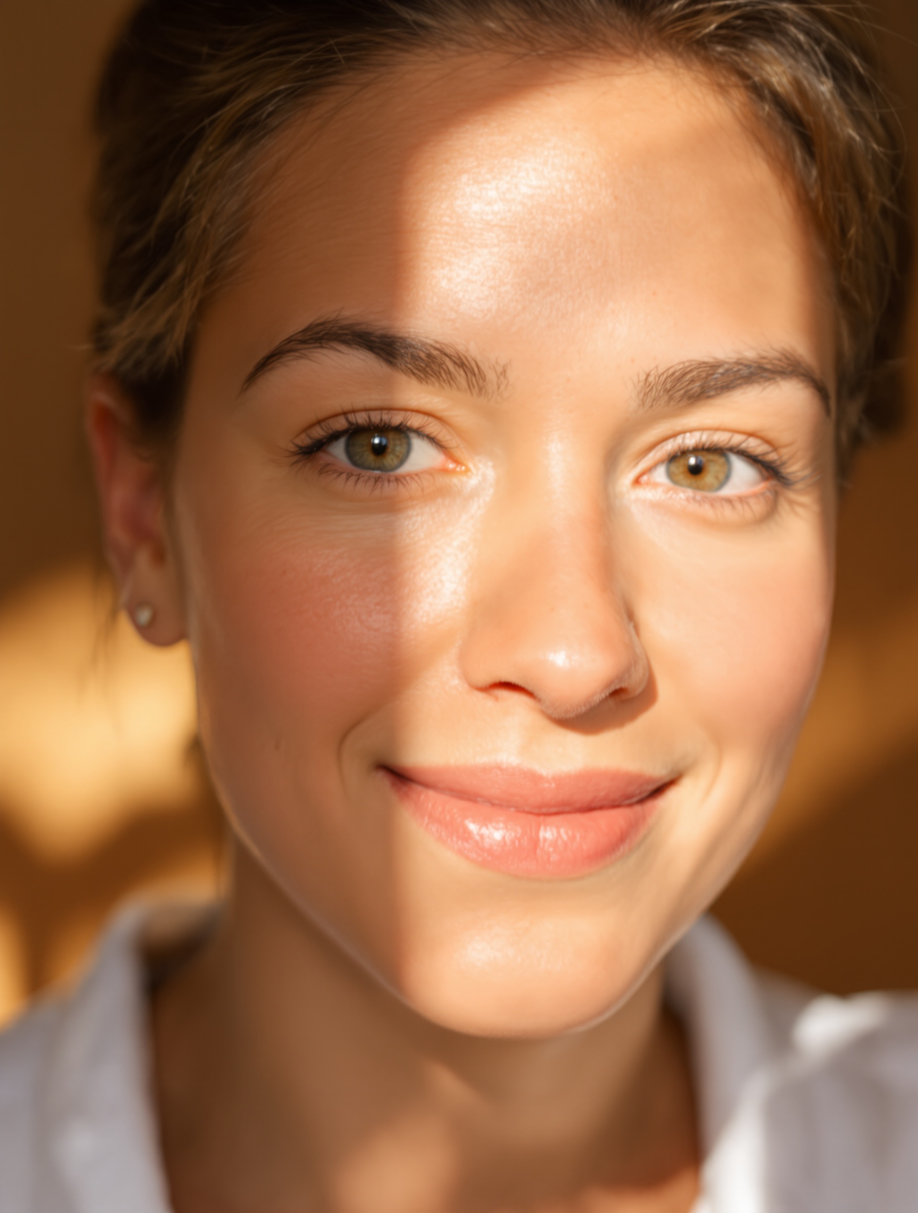 Visage rayonnant à la peau saine, douceur et santé après soins naturels