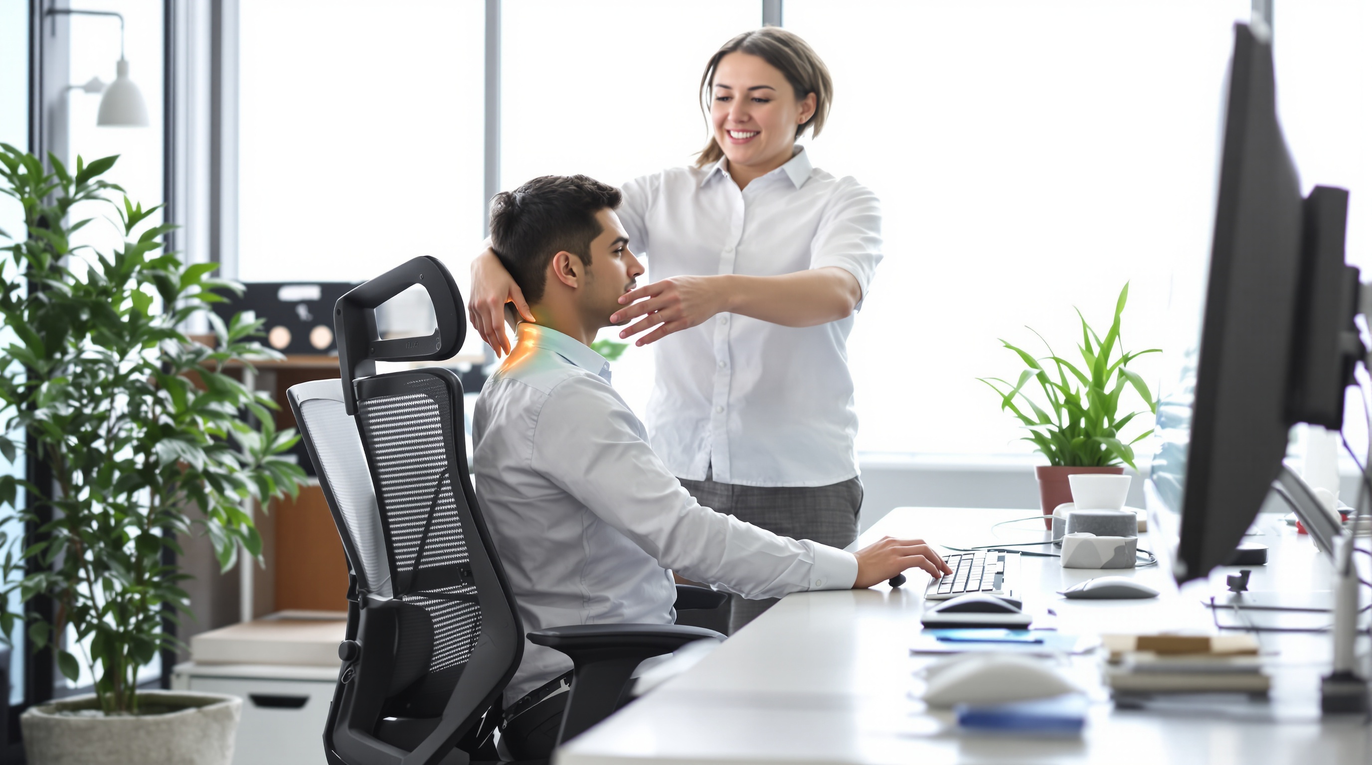 Prévention syndrome défilé thoraco-brachial au travail : ajustement ergonomique du poste et exercices guidés.