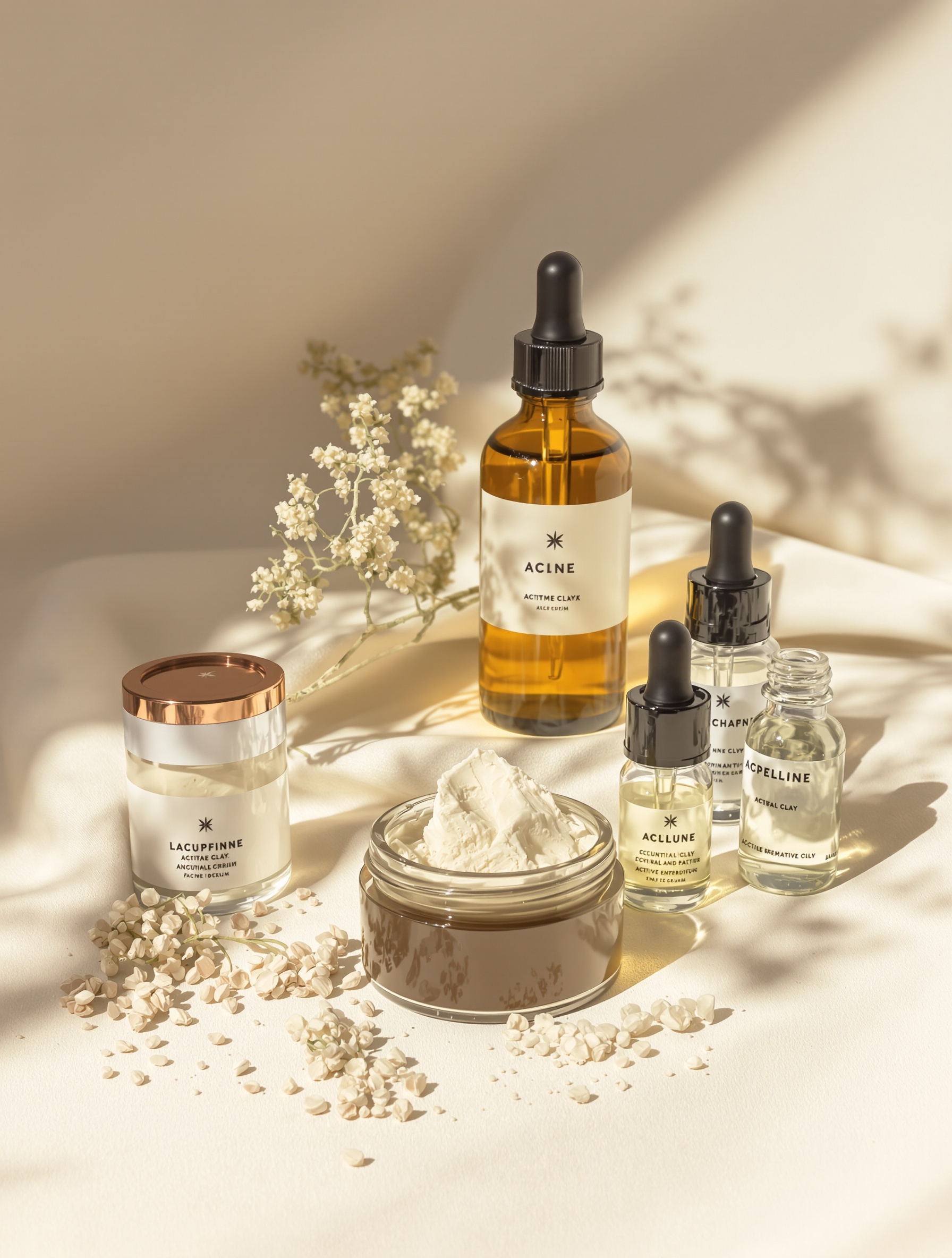 Produits naturels pour le soin de la peau contre l'acné : huiles essentielles, argiles, sérums naturels