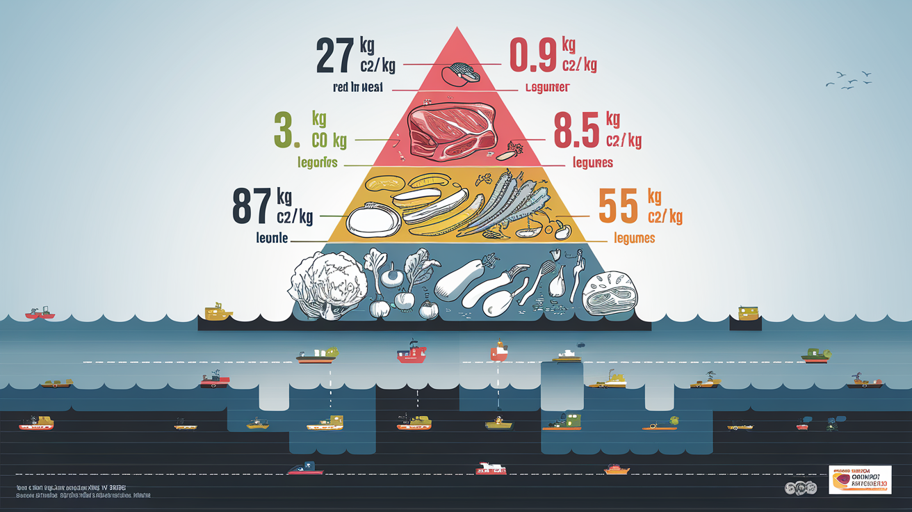 Pyramide alimentaire et impact des émissions de CO2 selon les aliments