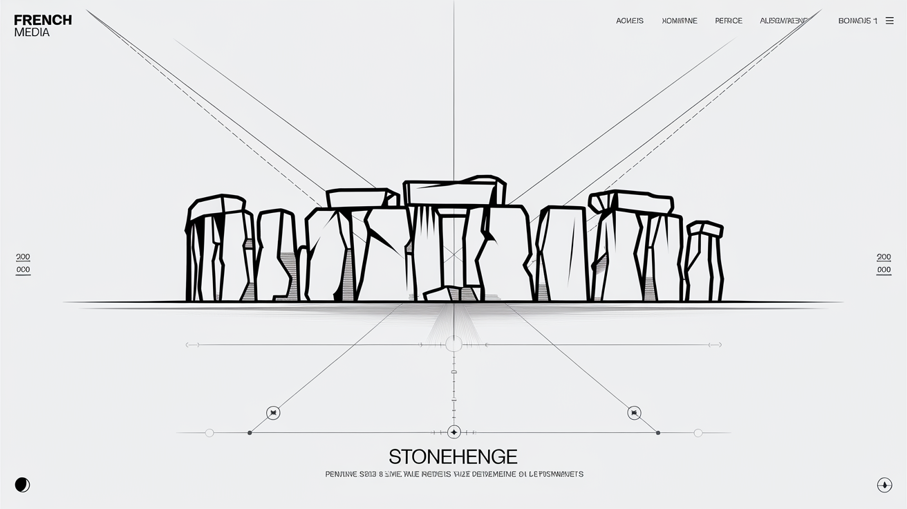 Représentation visuelle d'un site sacré majeur avec alignement hypothétique
