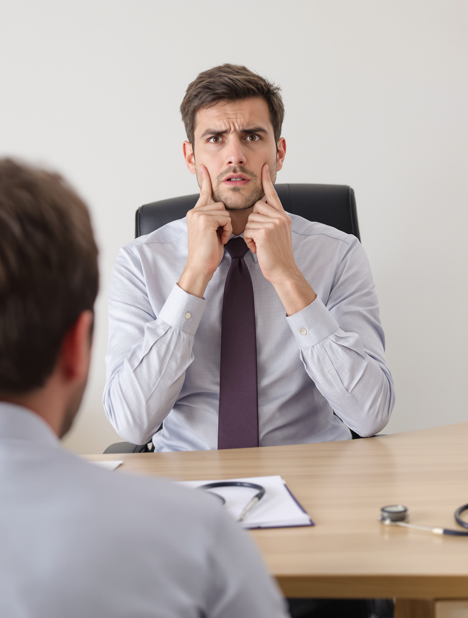 salarié anxieux devant le médecin du travail