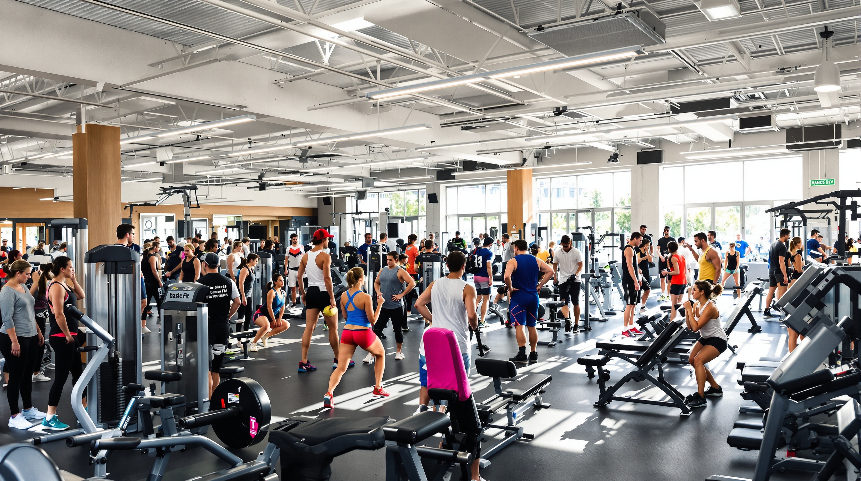Salle Basic-Fit typique, profils variés et ambiance dynamique mais surchargée.