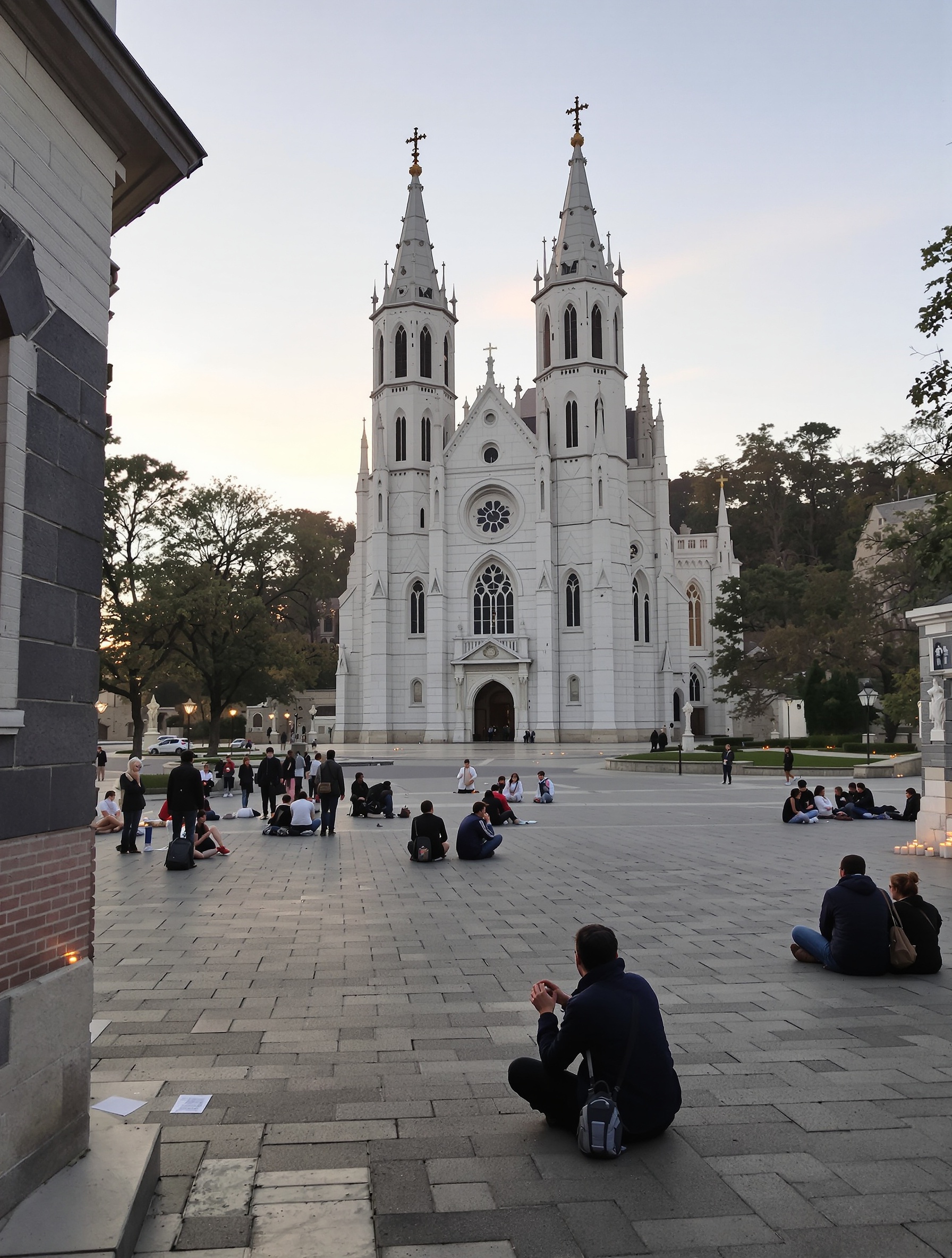 Sanctuaire Notre-Dame de Lourdes recueillement ambiance respectueuse