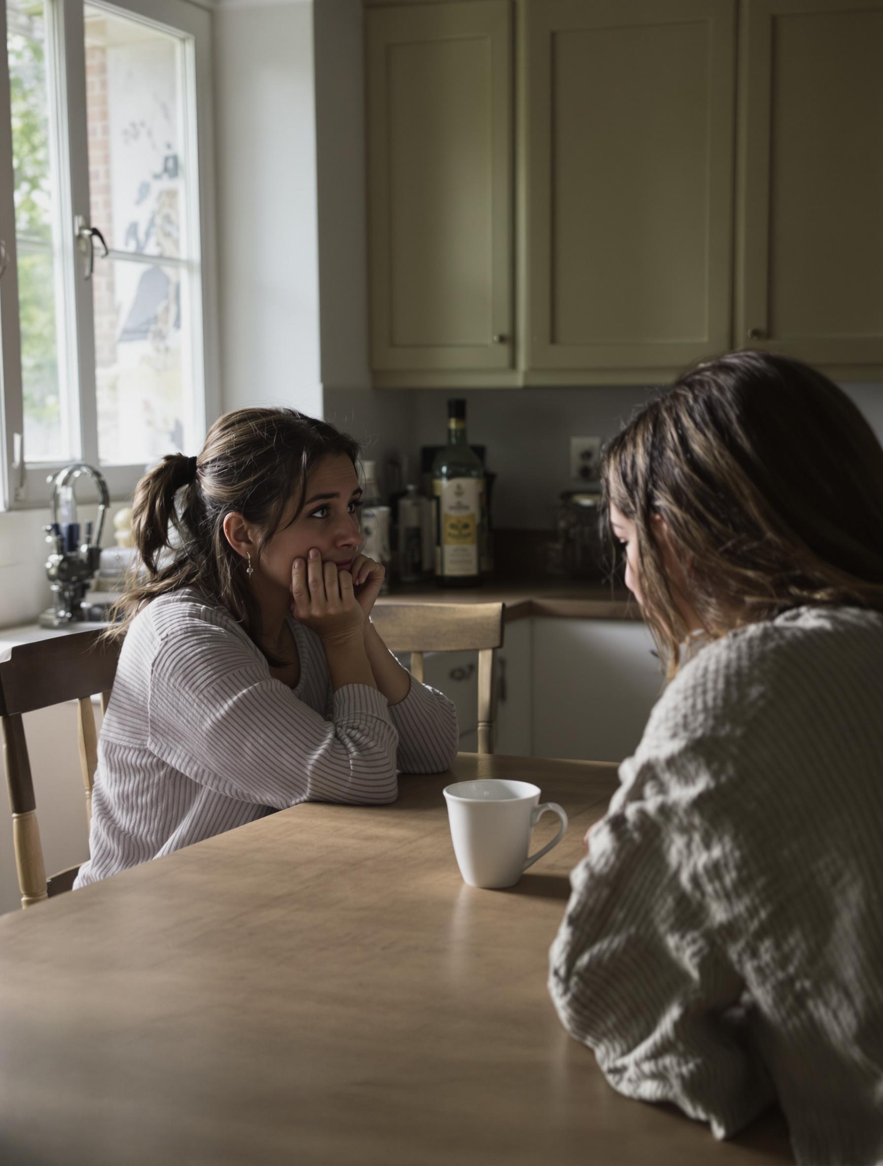 Relation mère-fille toxique dans une scène de cuisine