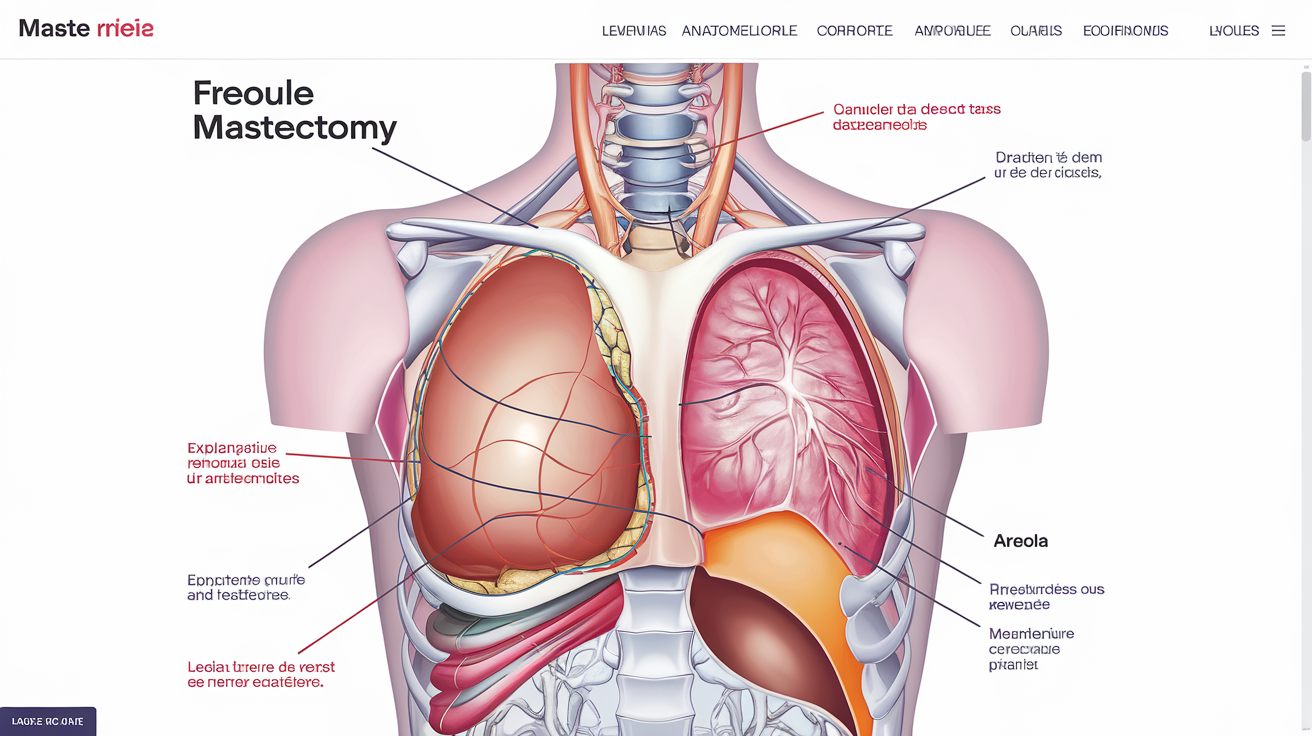 Illustration schématique d'une mastectomie classique montrant le retrait complet du tissu mammaire.