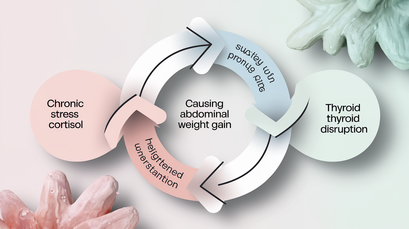 Schéma cercle vicieux stress-cortisol-poids-thyroïde