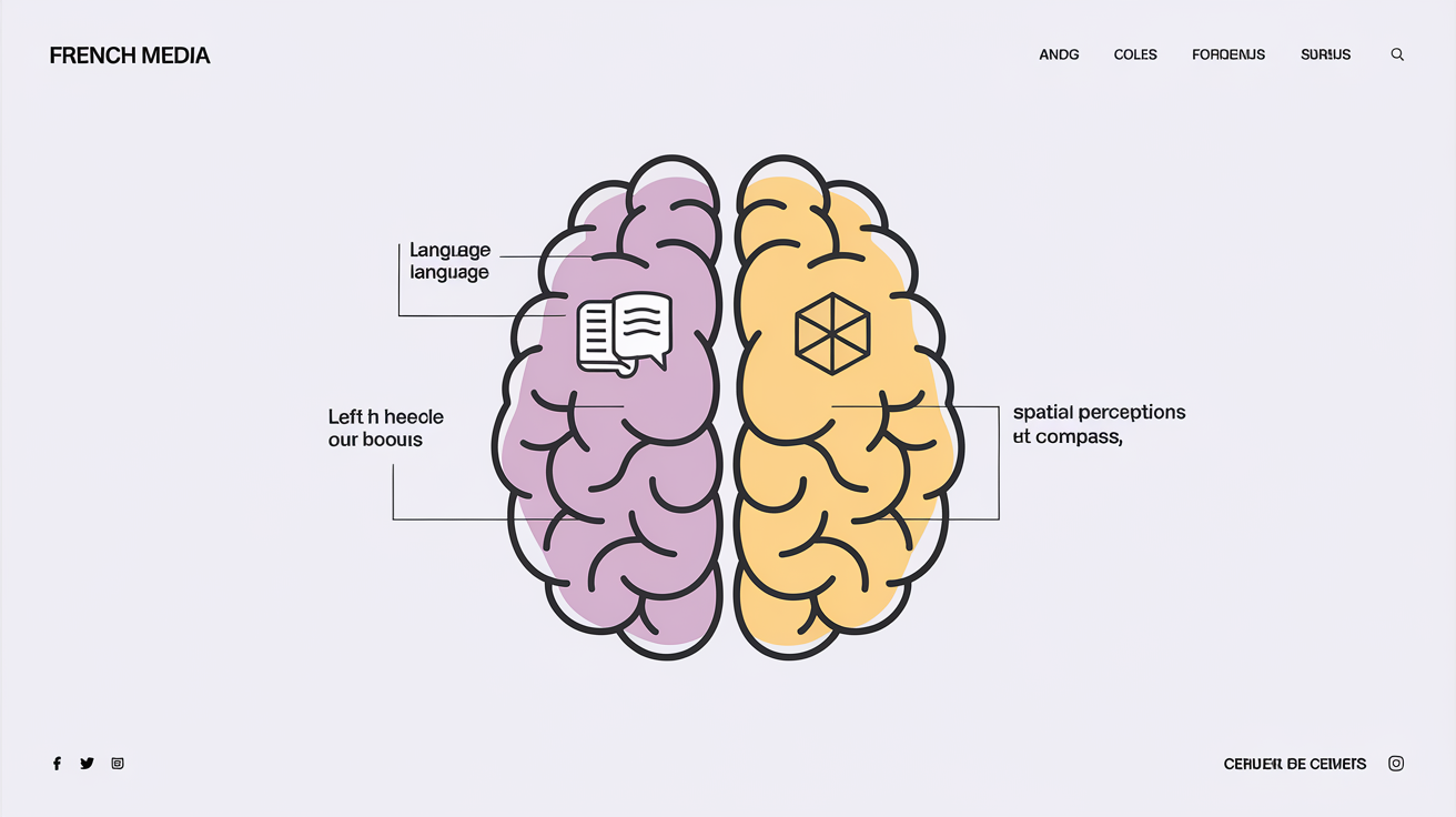 Schéma cerveau hémisphères et spécialisation fonctionnelle