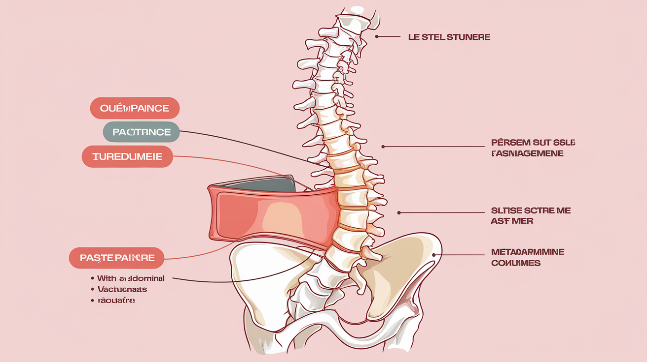 Schéma colonne vertébrale et sangle abdominale lors du stomach vacuum