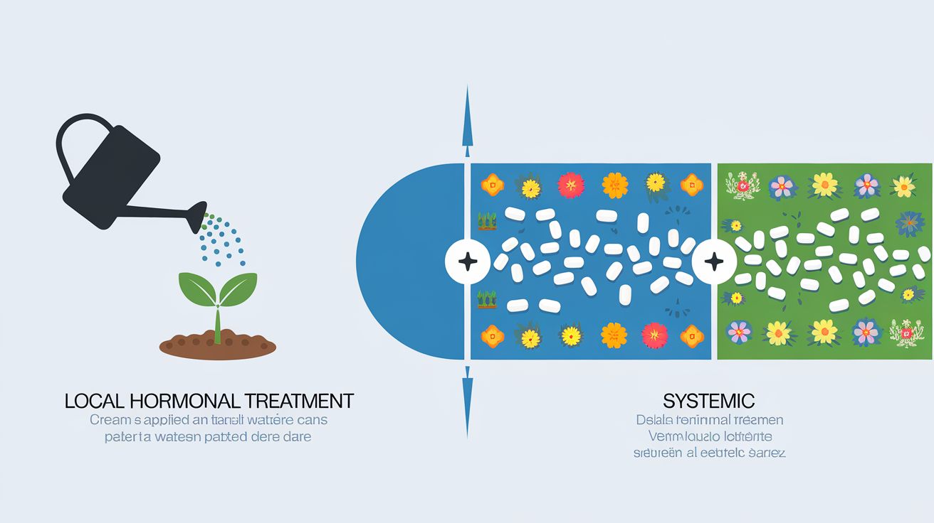 Schéma hormonal local vs systémique Colpotrophine