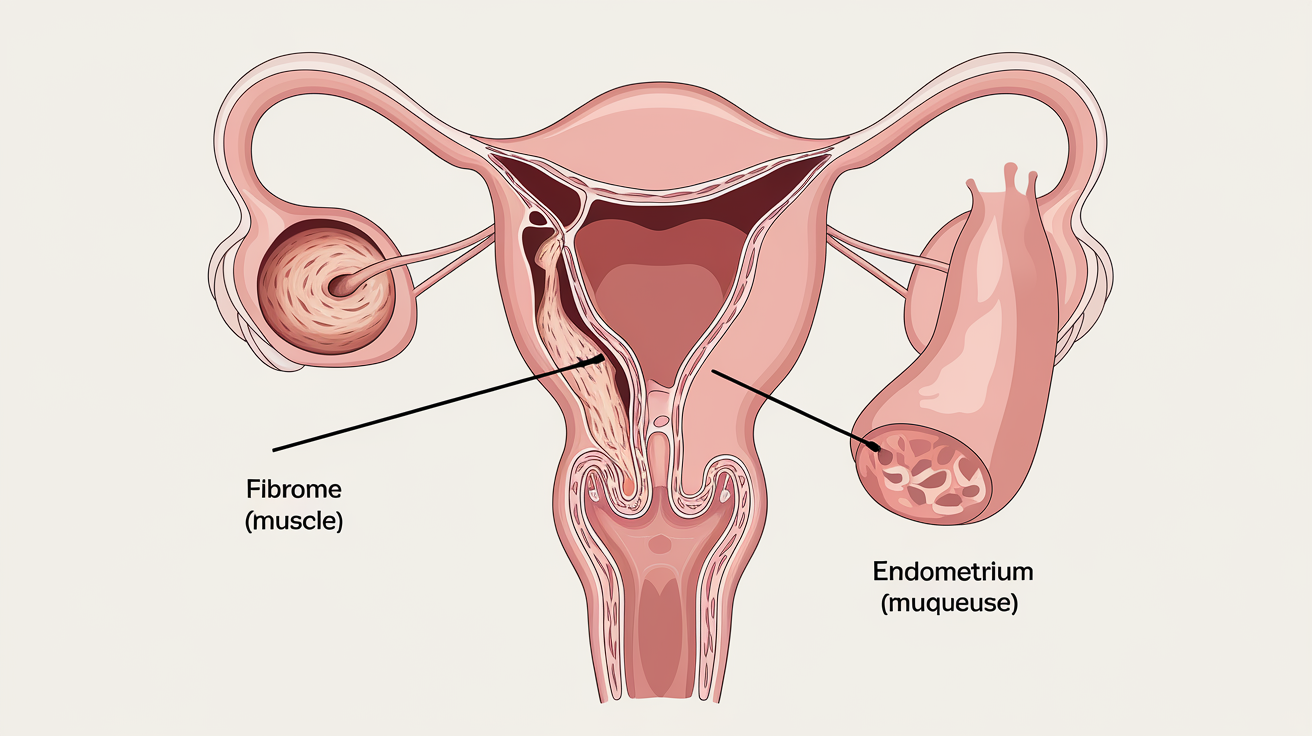 Schéma utérus fibrome vs polype
