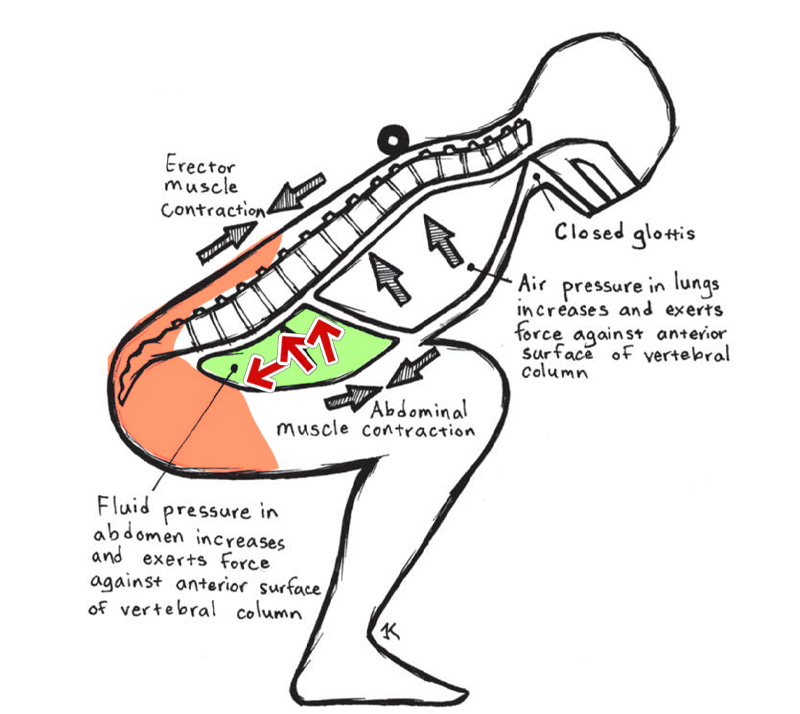 Schéma illustrant l'effet du CO2 de l'eau gazeuse sur la pression intra-abdominale, avec zones marquées pour reflux et hyponatrémie.