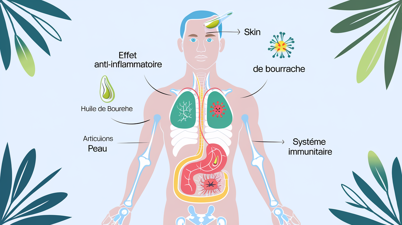 Schéma effets anti-inflammatoires généraux huile de bourrache.