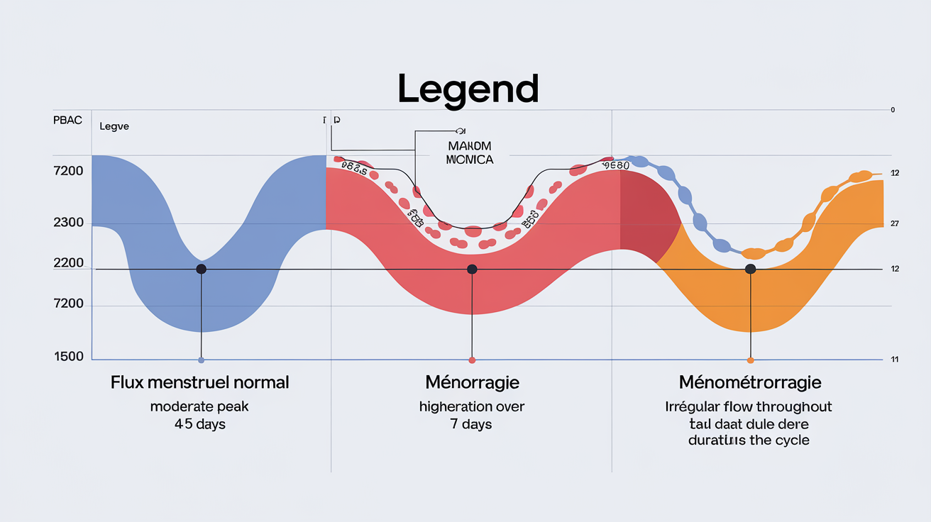 Schéma comparatif des courbes de ménométrorragies et cycles normaux