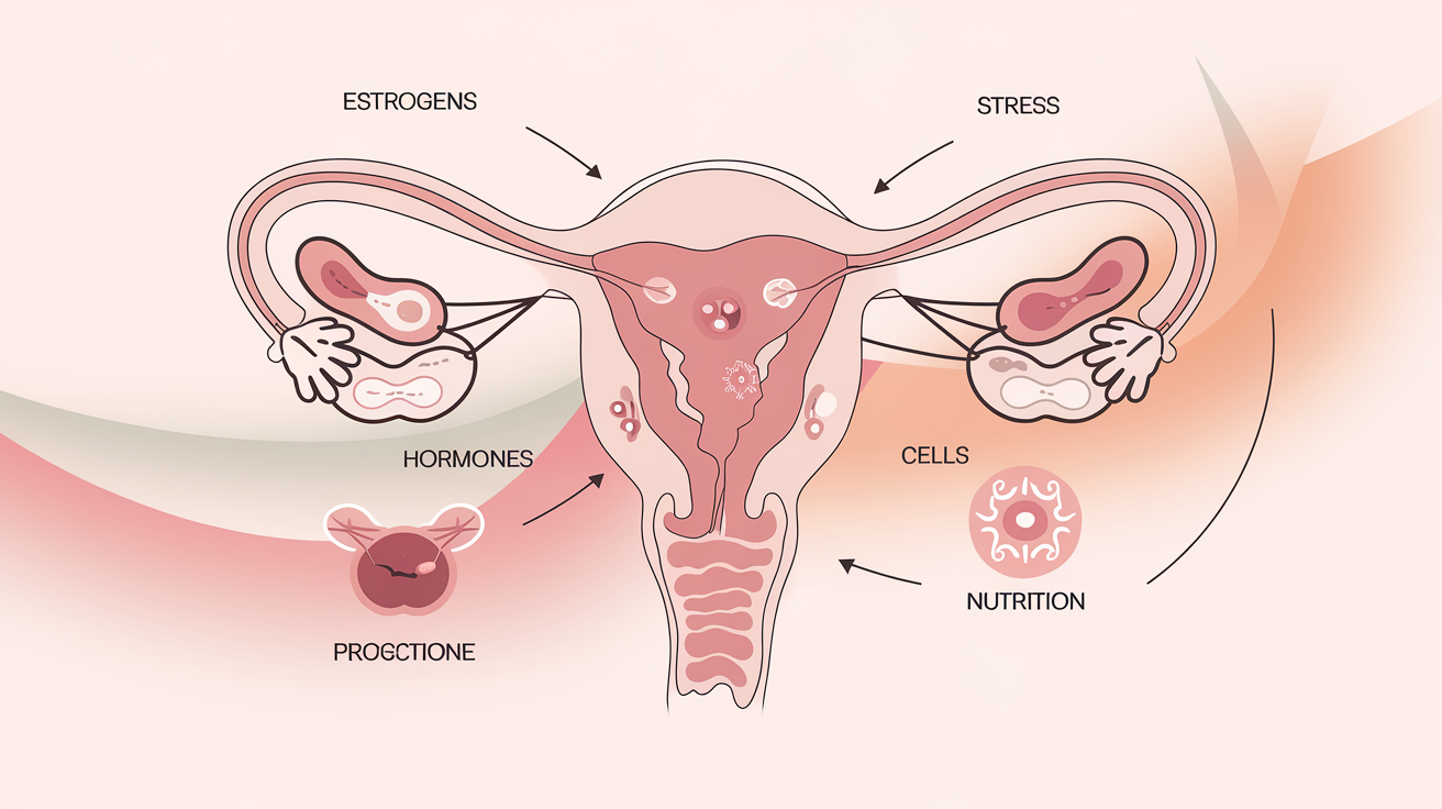 Schéma interactions hormones stress alimentation utérus