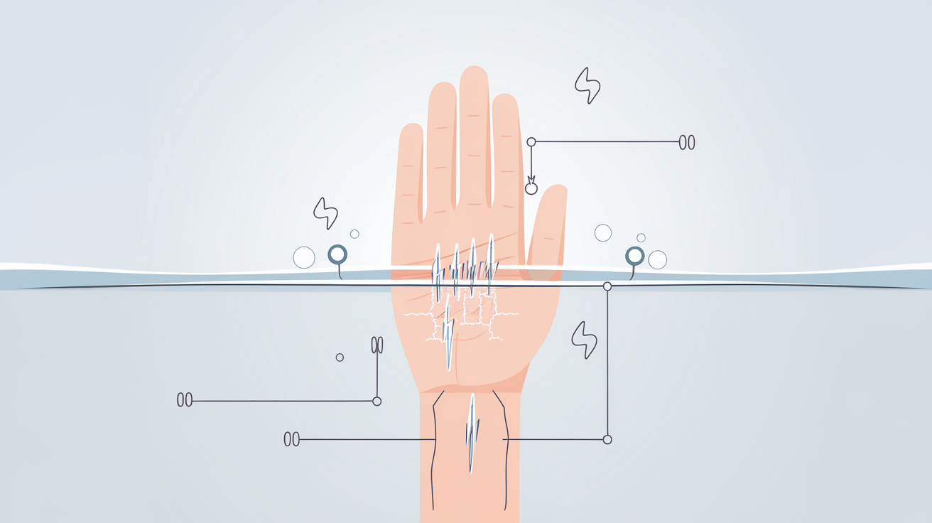 Schéma de la procédure de ionophorèse pour les paumes des mains