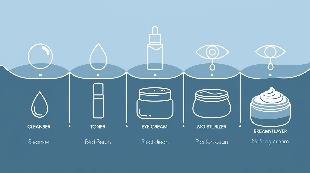 Schéma illustrant le layering nocturne avec des produits au rétinol