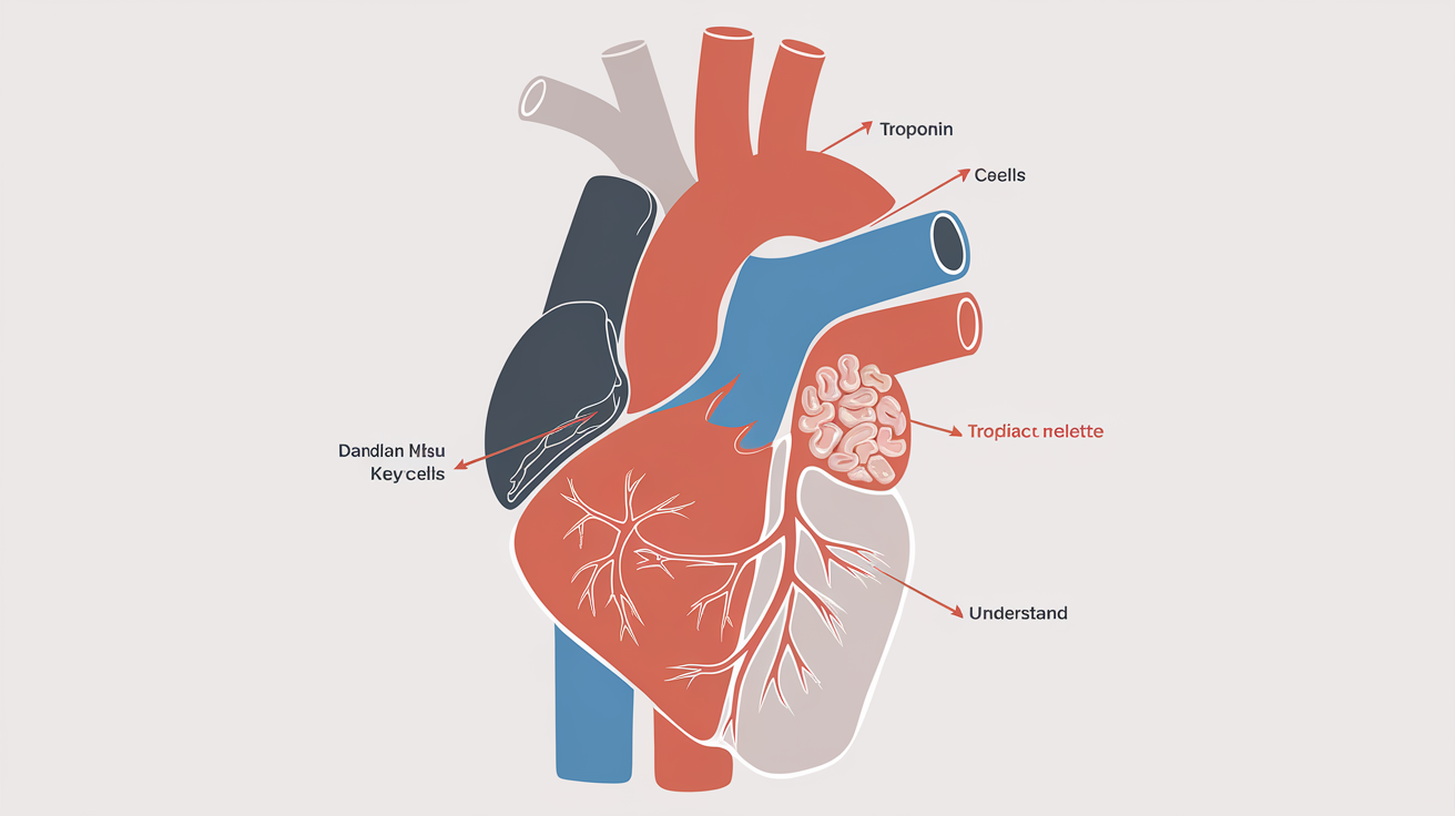 Schéma simplifié montrant la libération de la troponine par le myocarde en cas de lésion.