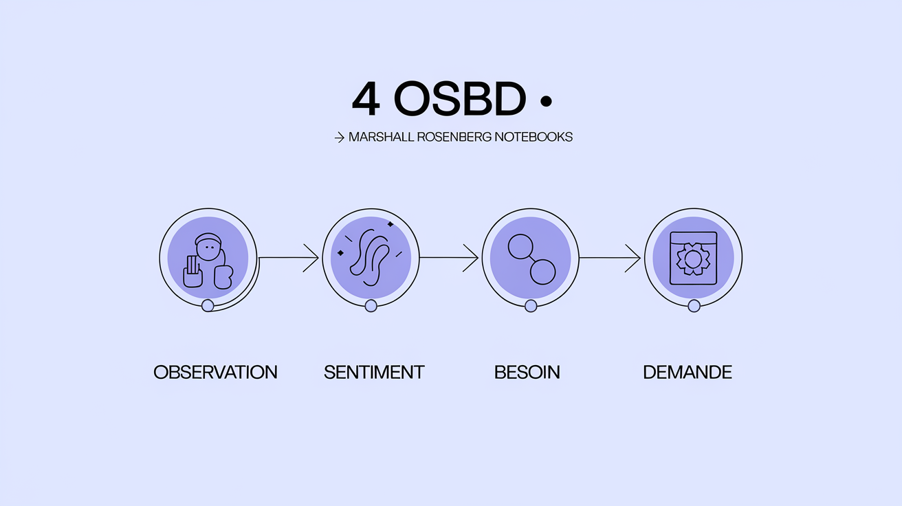 Schéma illustrant les étapes OSBD selon Marshall Rosenberg