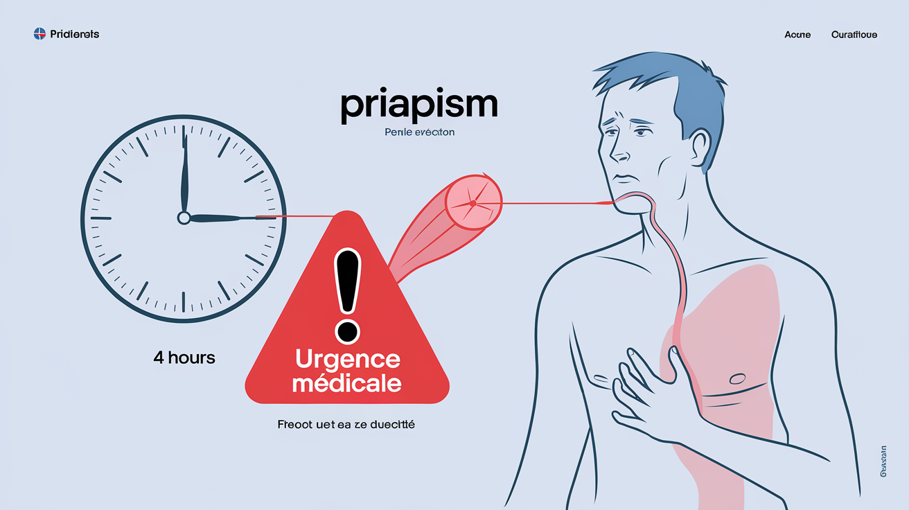 Schéma illustrant le priapisme, une érection prolongée nécessitant une urgence médicale