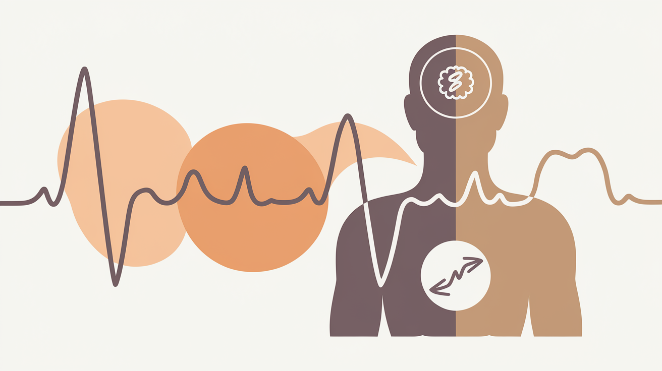 Schéma expliquant la variabilité de fréquence cardiaque (HRV), le stress et la détente