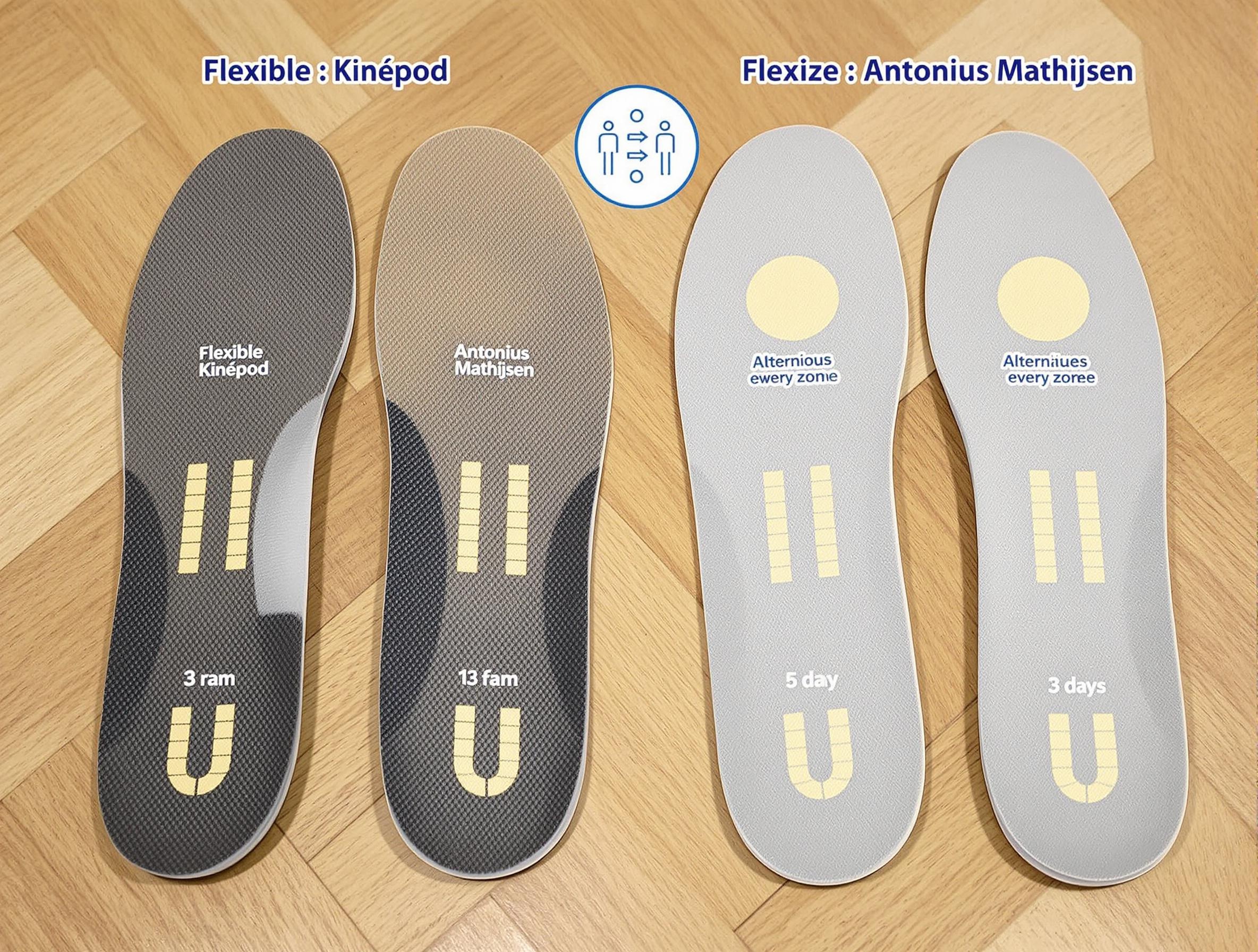Alternance entre deux paires de semelles orthopédiques de marques différentes