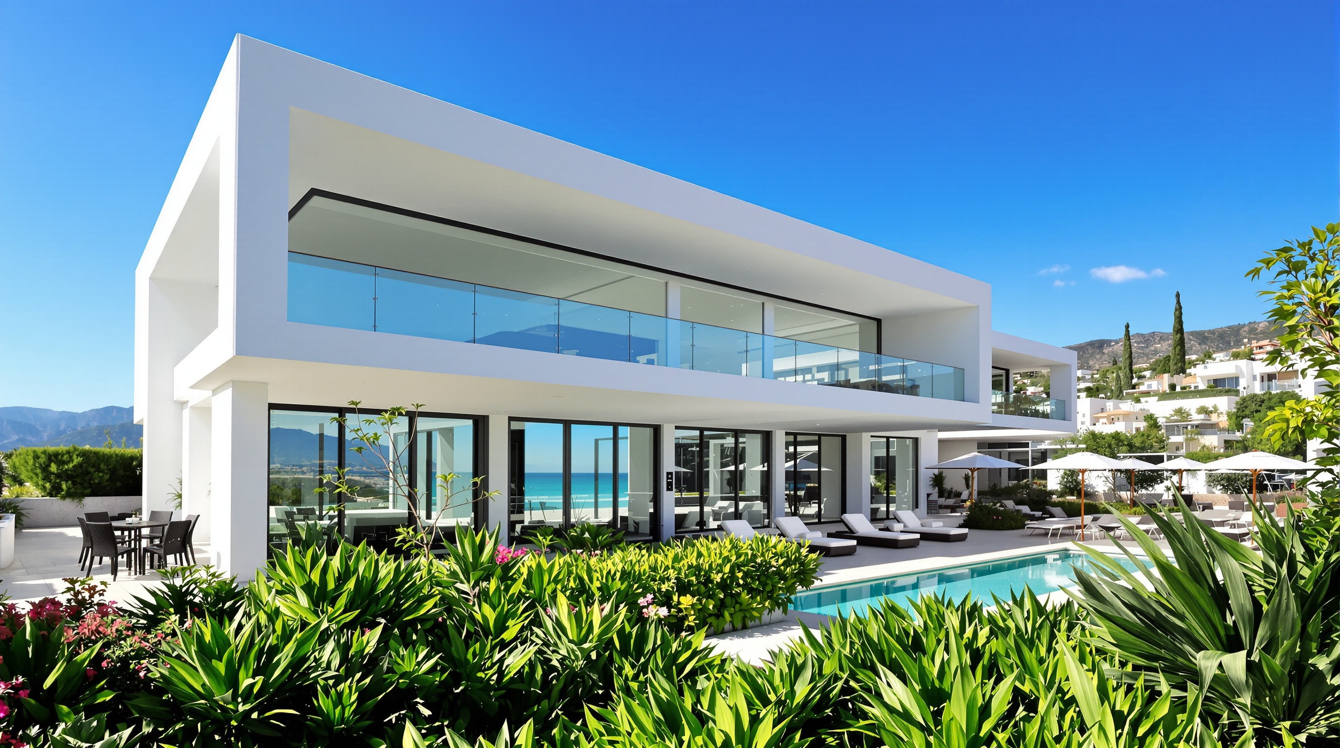 Extérieur moderne et luxueux de la SHA Wellness Clinic sur la Costa Blanca, entouré de nature méditerranéenne.