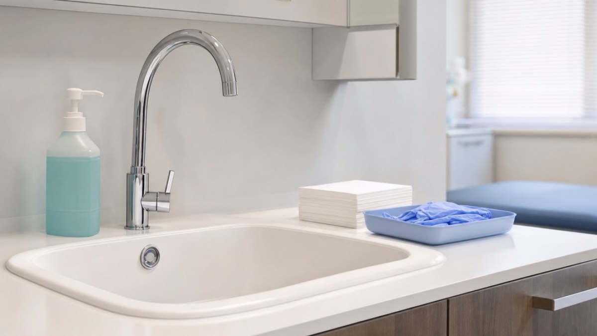 Poste de lavage des mains en cabinet médical