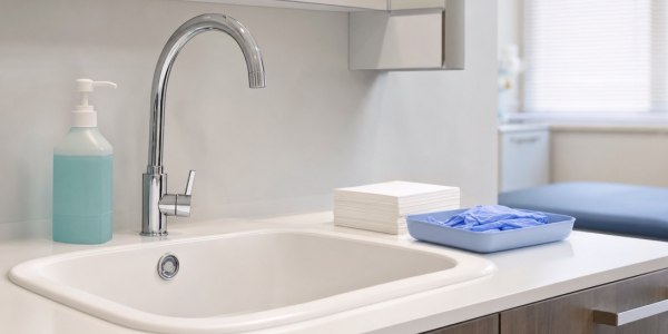 Poste de lavage des mains en cabinet médical