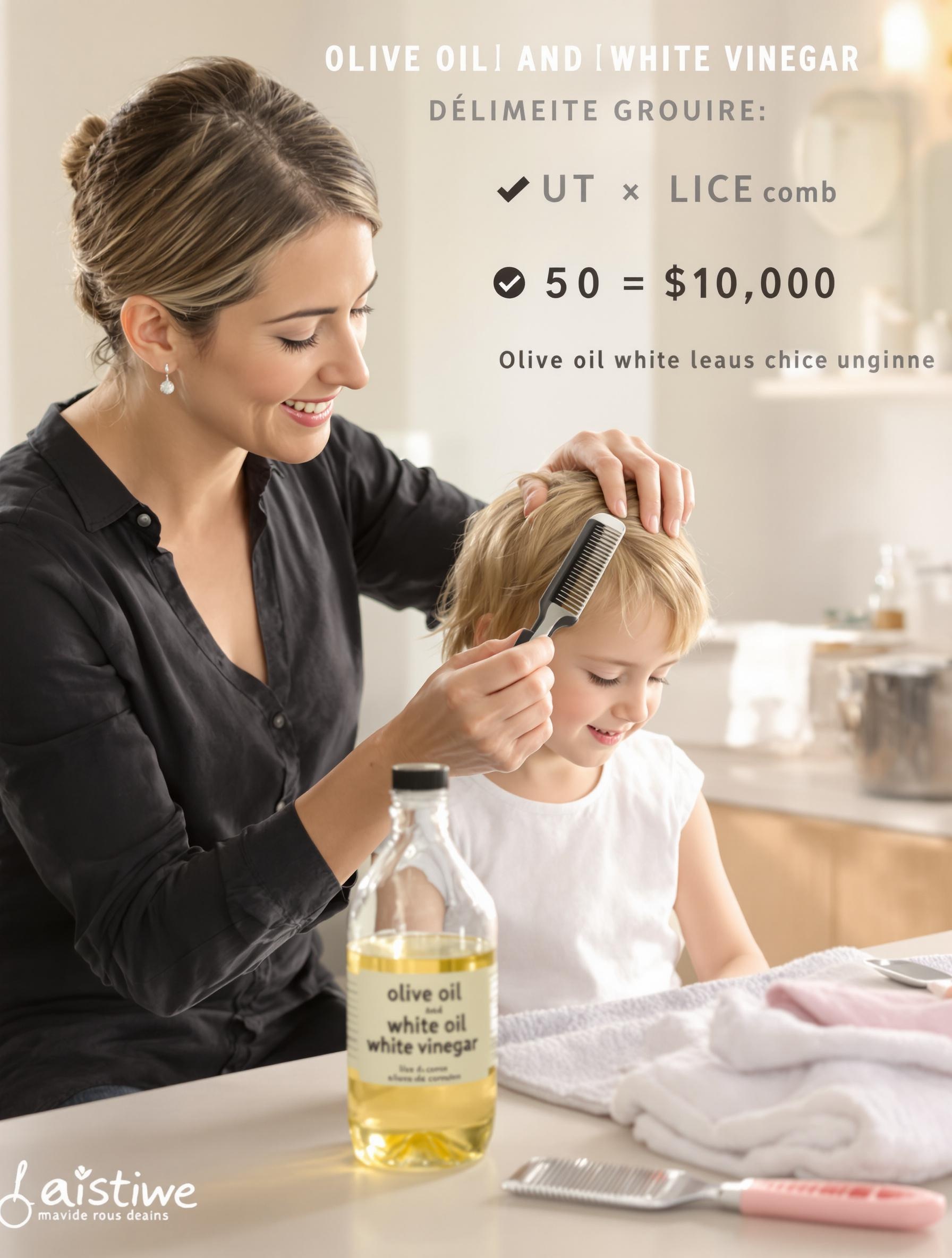 Bain d'huile d'olive combiné avec un peigne à poux et du vinaigre