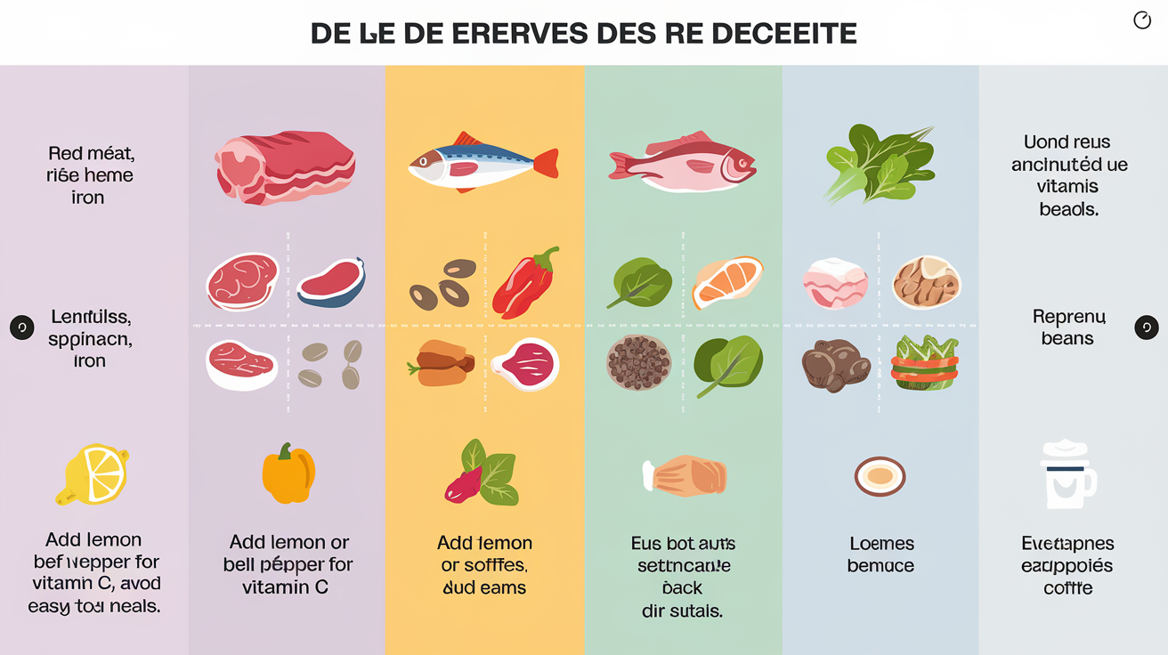 Tableau comparatif aliments riches en fer héminique et non-héminique pour femme enceinte