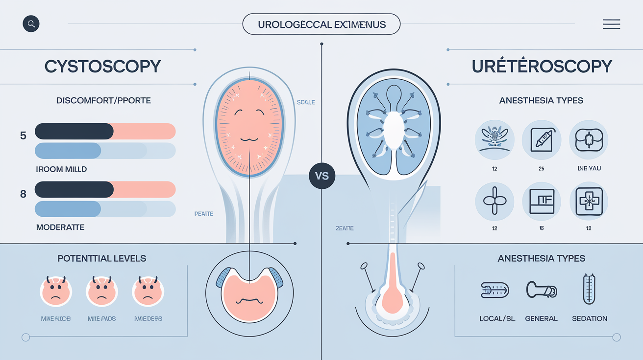 Tableau comparatif examens urologiques douleur anesthesie