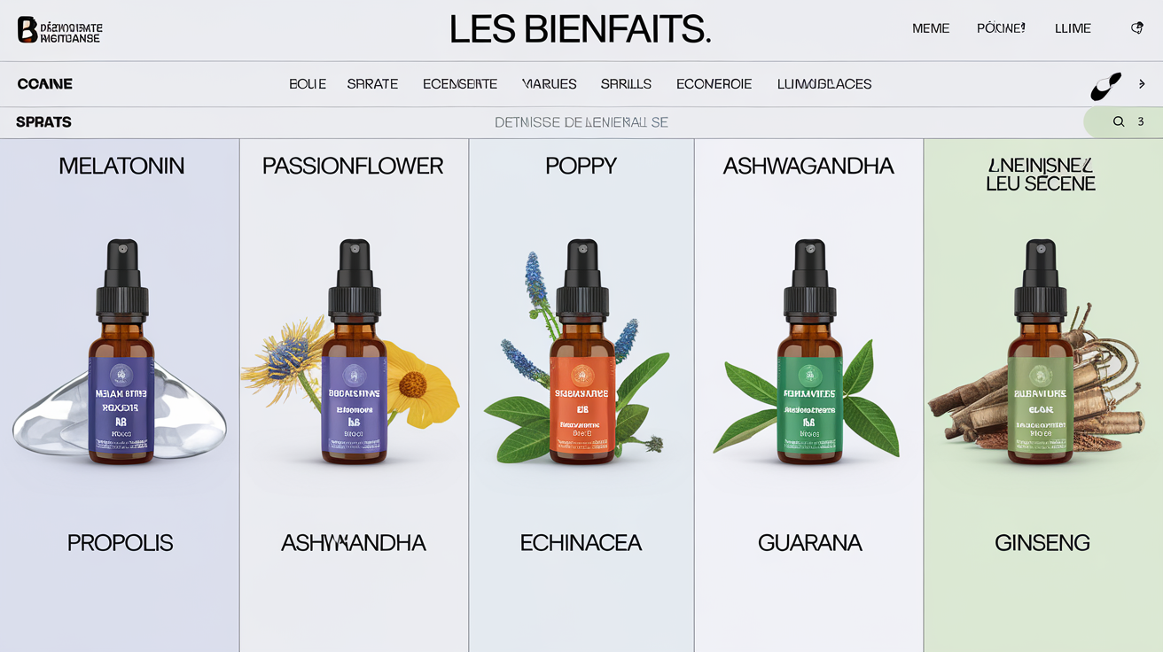 Tableau comparatif sprays sublinguaux Les Bienfaits ingrédients phares