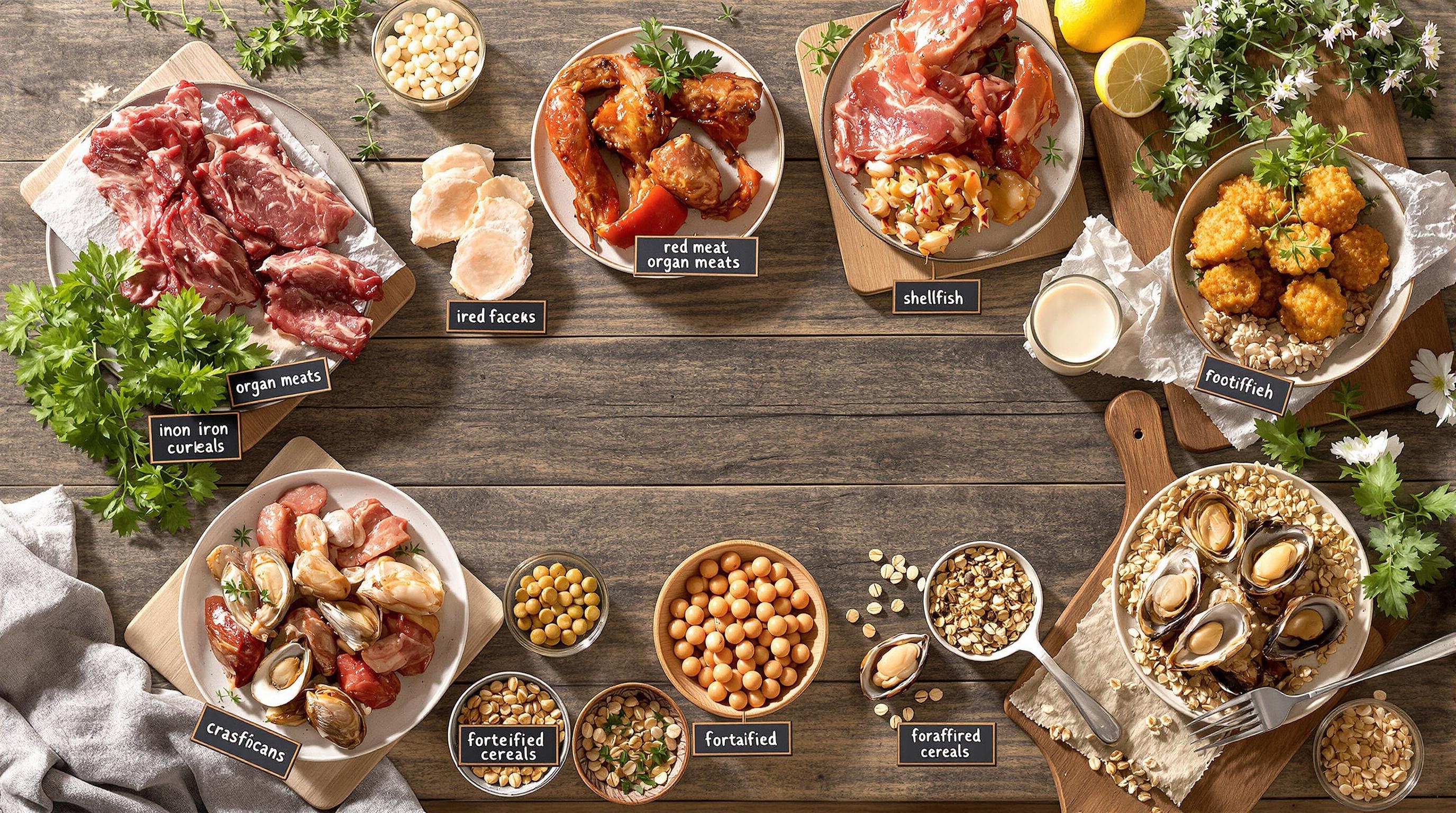 Tableau illustratif des sources alimentaires riches en fer
