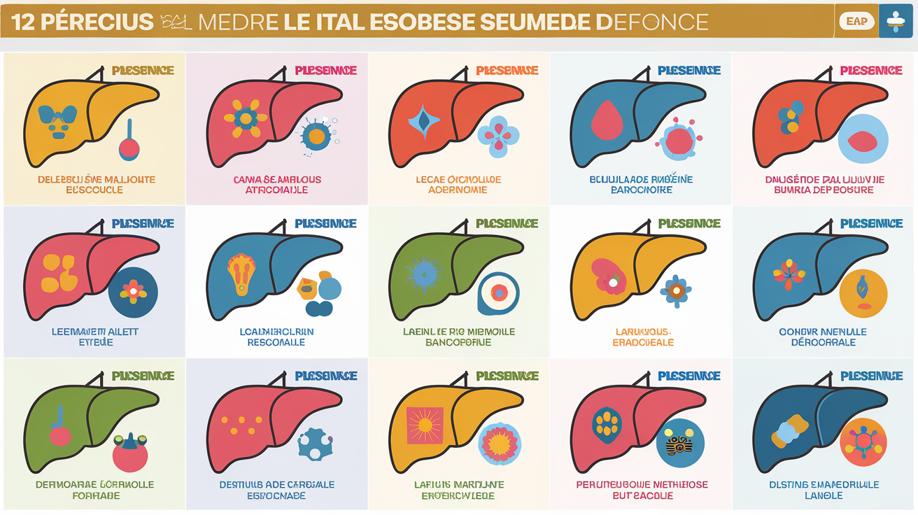 Tableau stylisé des 12 fonctions vitales du foie