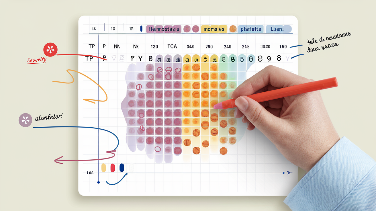 Tableau annoté valeurs normales anomalies bilan hémostase