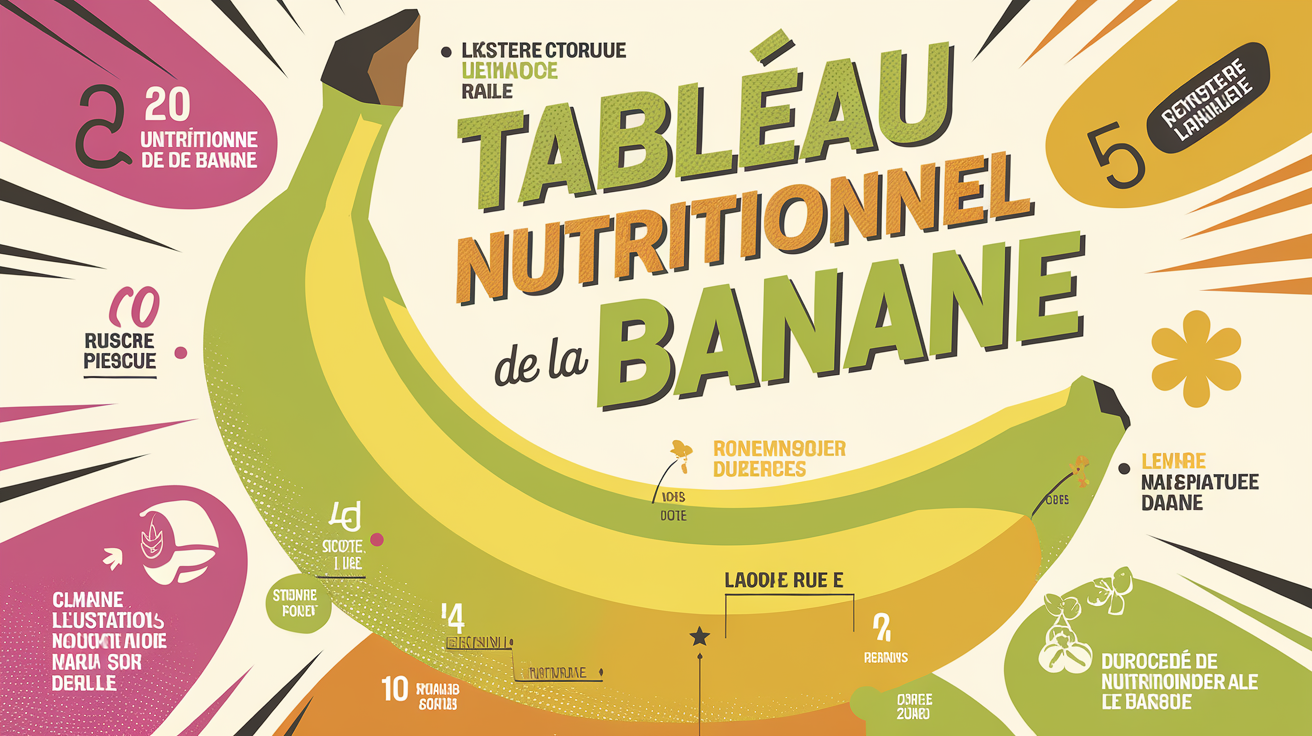 Tableau nutritionnel de la banane : potassium, fibres, vitamine C