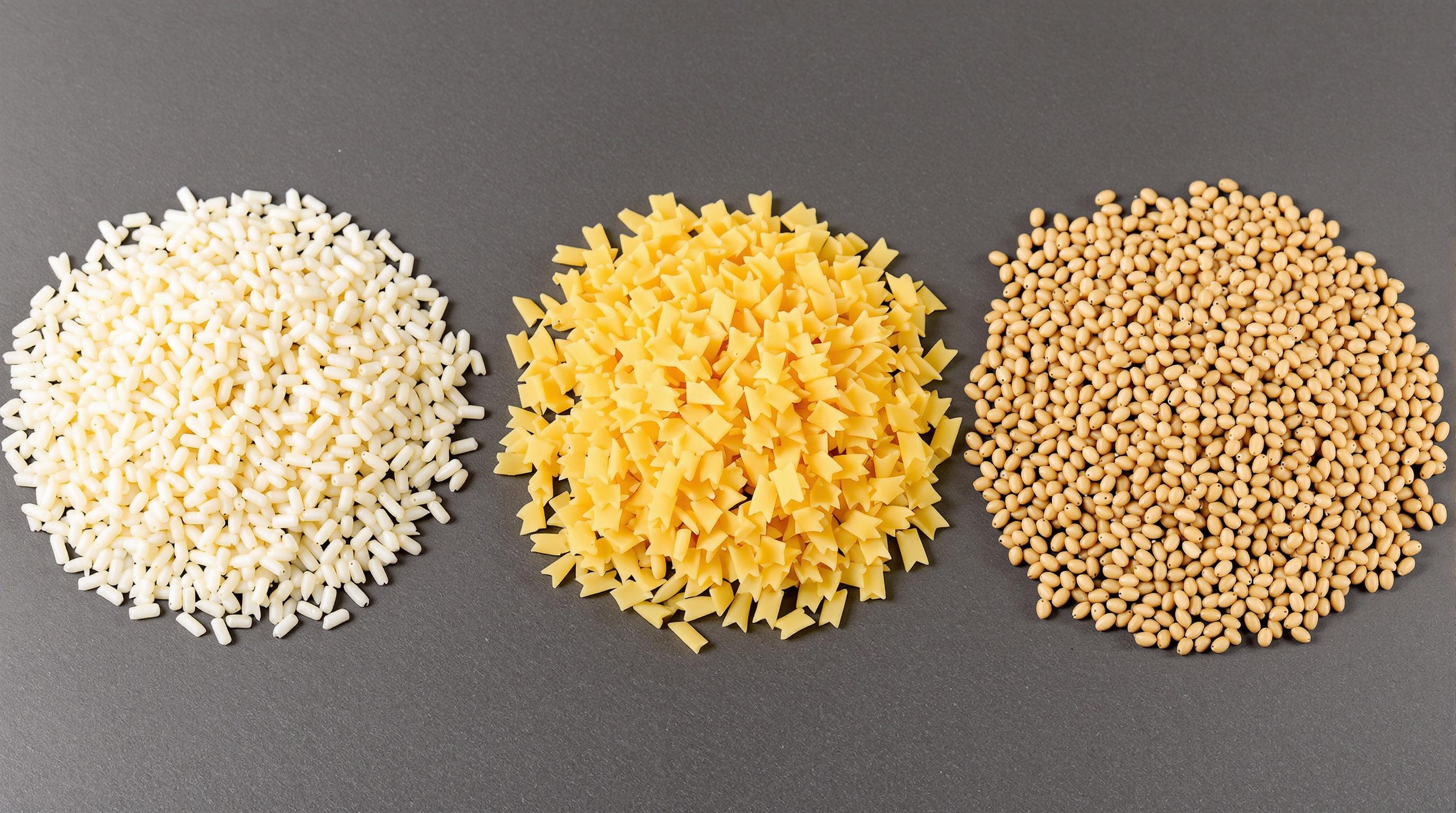 Trio de pâtes (blanches, semi-complètes, complètes) sur fond ardoise, illustrant les différences de couleur et de texture.