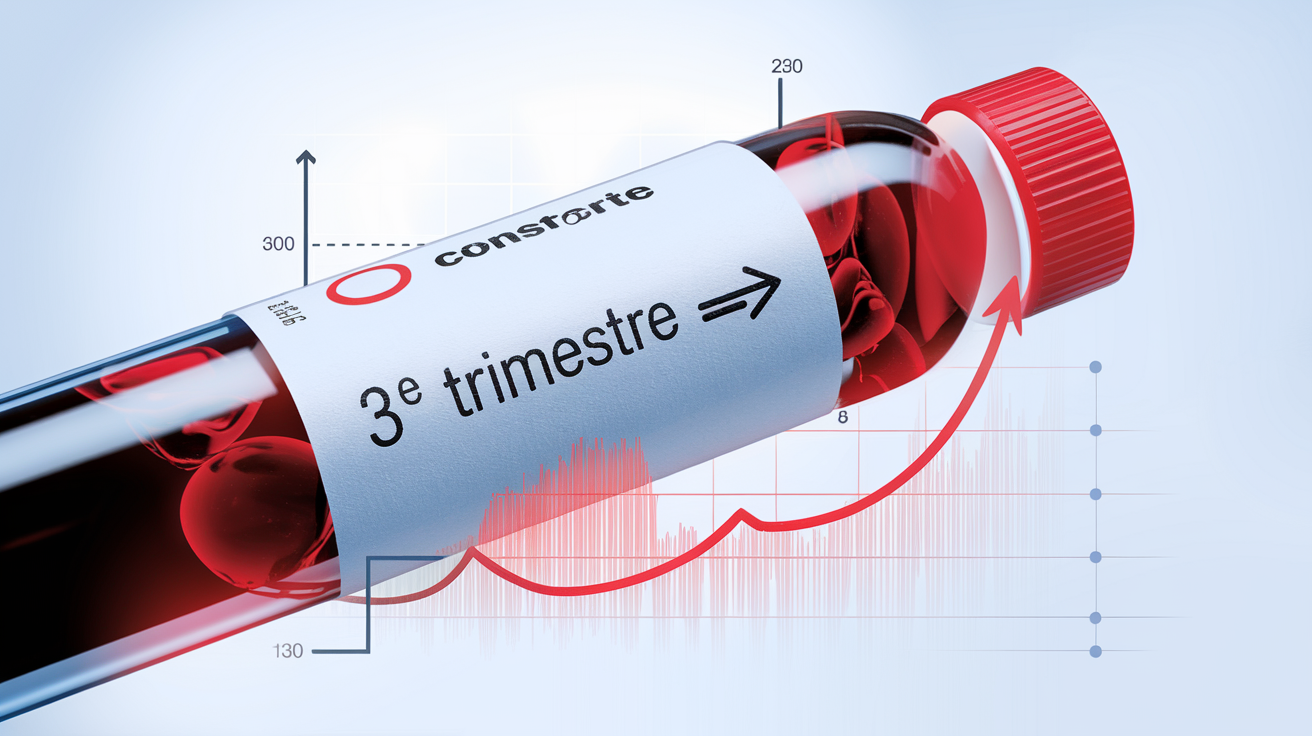 Échantillon de sang maternel démontrant la remontée physiologique de l’hémoglobine avant l’accouchement.