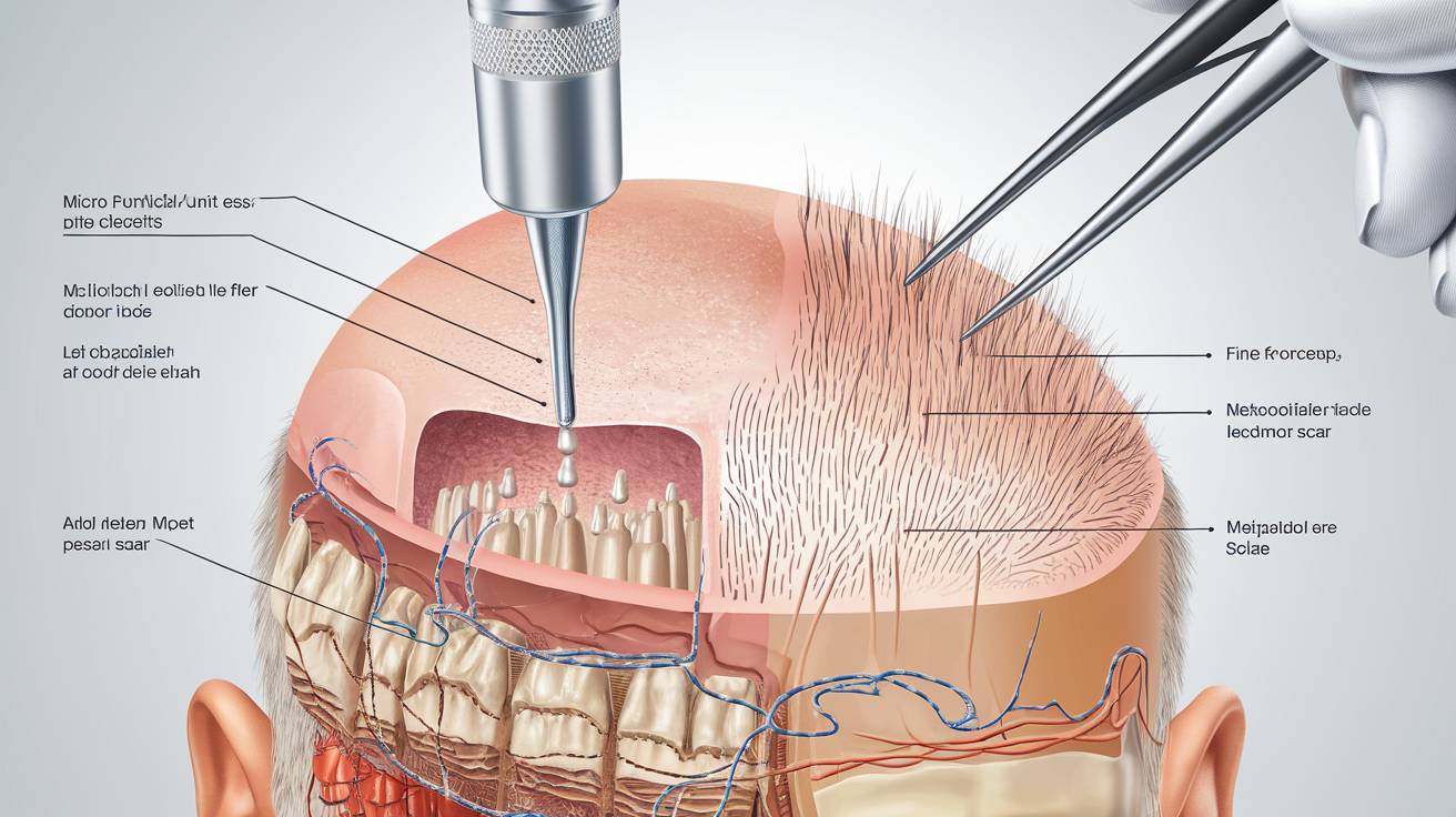 Processus extraction FUE micro-punch absence cicatrice